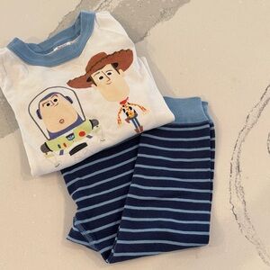 Hanna Andersson Blue and White Toy Story Pajama Set